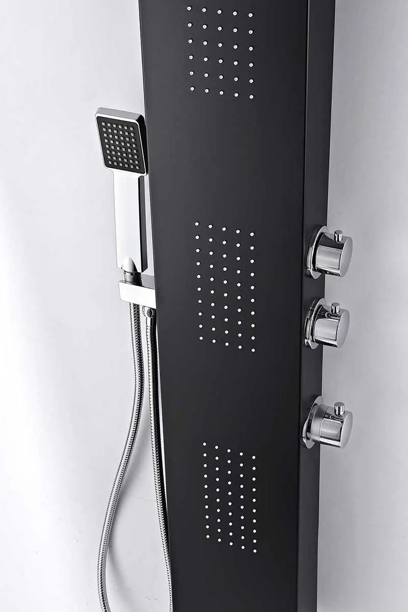 Anzzi LEVEL Series 66 in. Full Body Shower Panel System with Heavy Rain Shower and Spray Wand in Black