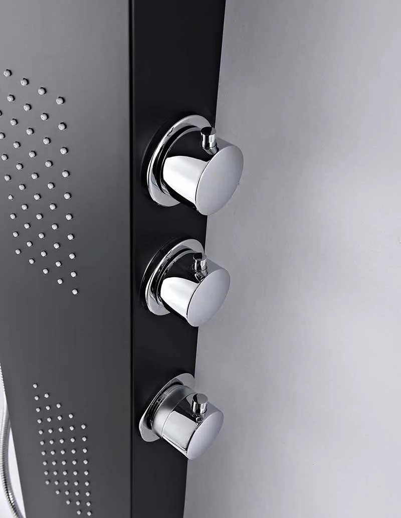 Anzzi LEVEL Series 66 in. Full Body Shower Panel System with Heavy Rain Shower and Spray Wand in Black
