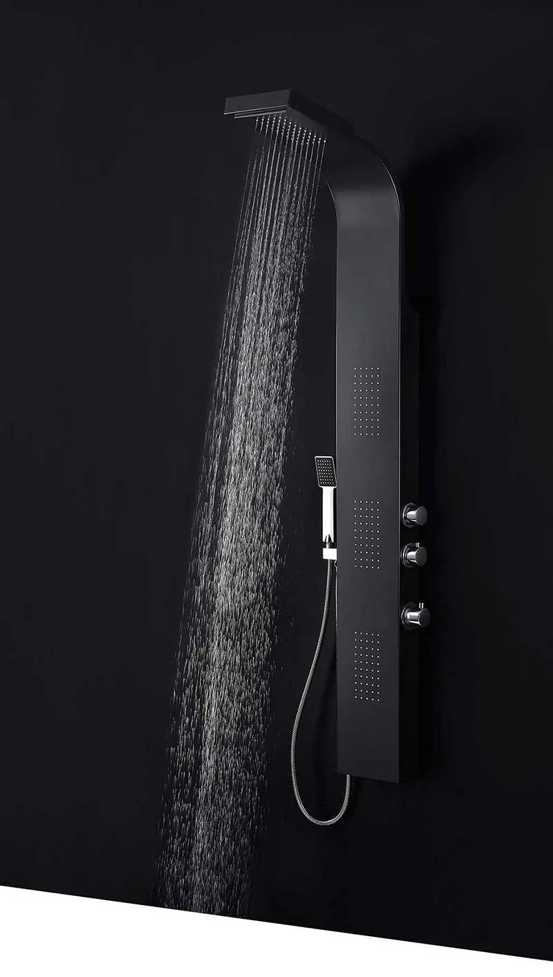 Anzzi LEVEL Series 66 in. Full Body Shower Panel System with Heavy Rain Shower and Spray Wand in Black