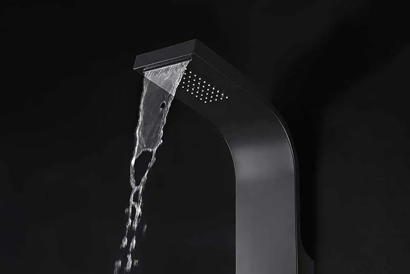 Anzzi LEVEL Series 66 in. Full Body Shower Panel System with Heavy Rain Shower and Spray Wand in Black