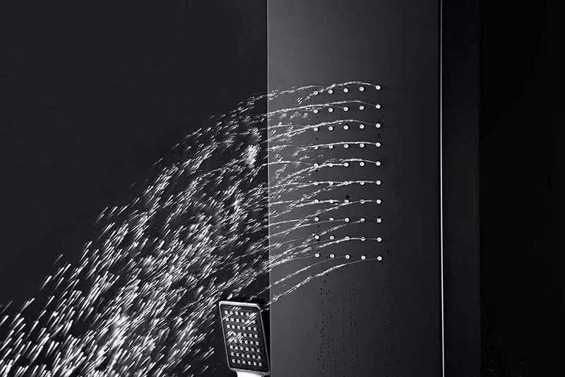Anzzi LEVEL Series 66 in. Full Body Shower Panel System with Heavy Rain Shower and Spray Wand in Black