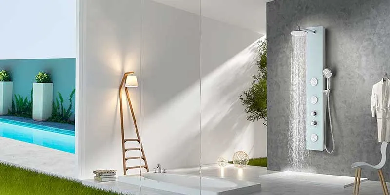 Anzzi MARE Series 60 in. Full Body Shower Panel System with Heavy Rain Shower and Spray Wand in White
