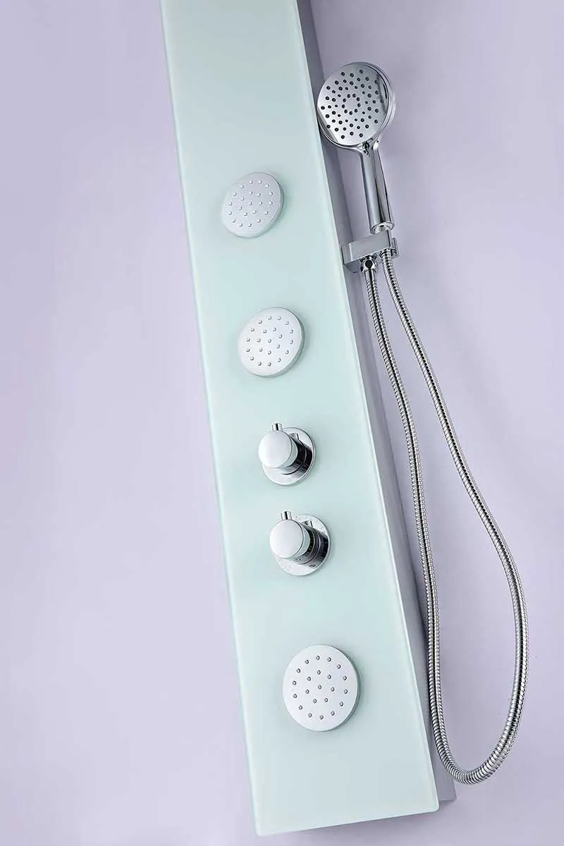 Anzzi MARE Series 60 in. Full Body Shower Panel System with Heavy Rain Shower and Spray Wand in White