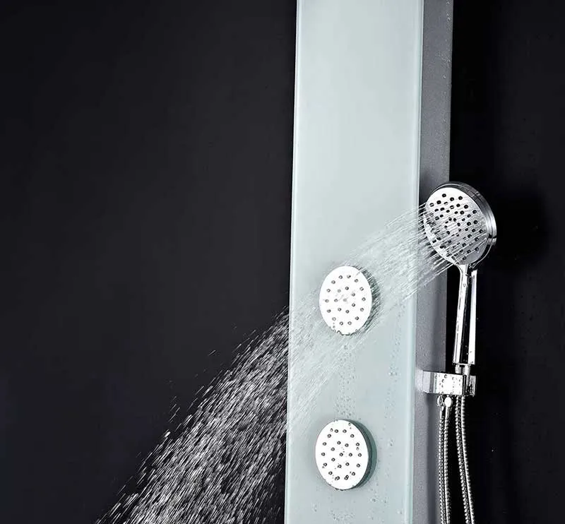 Anzzi MARE Series 60 in. Full Body Shower Panel System with Heavy Rain Shower and Spray Wand in White