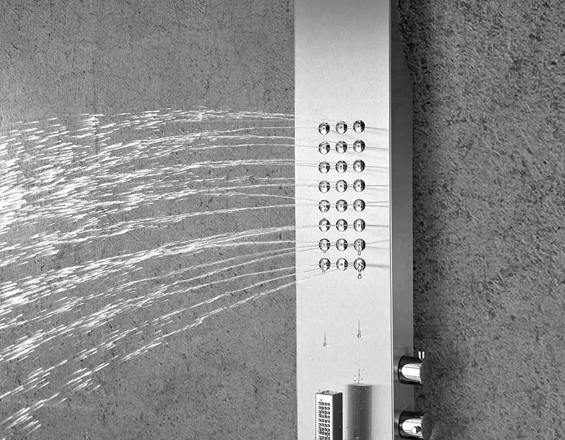 Anzzi Pier 48 in. Full Body Shower Panel with Heavy Rain Shower and Spray Wand in Brushed Steel