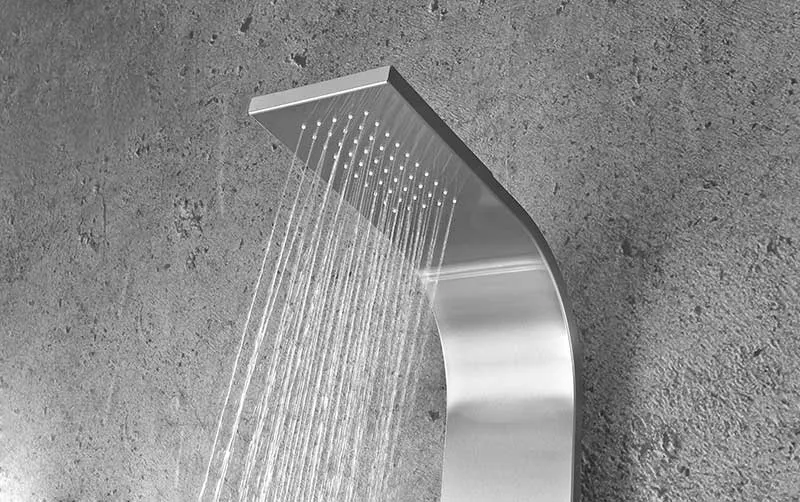 Anzzi Pier 48 in. Full Body Shower Panel with Heavy Rain Shower and Spray Wand in Brushed Steel