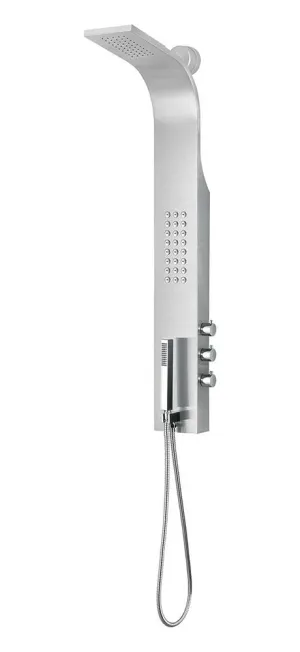 Anzzi Pier 48 in. Full Body Shower Panel with Heavy Rain Shower and Spray Wand in Brushed Steel