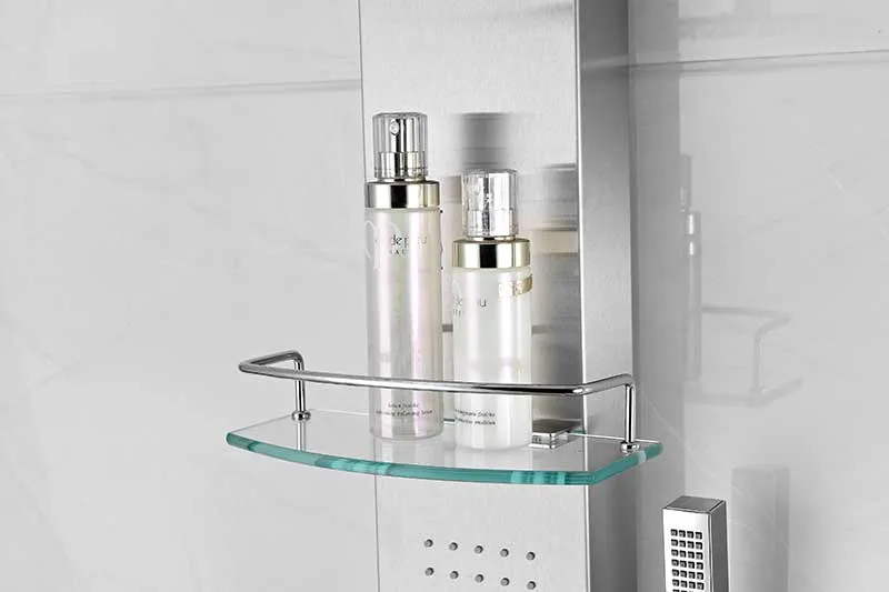 Anzzi Pioneer 44 in. Full Body Shower Panel with Heavy Rain Shower and Spray Wand in Brushed Steel