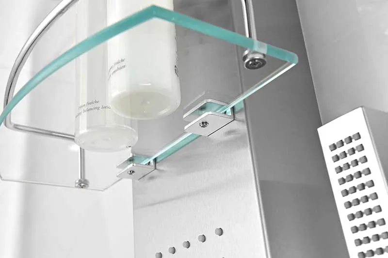 Anzzi Pioneer 44 in. Full Body Shower Panel with Heavy Rain Shower and Spray Wand in Brushed Steel