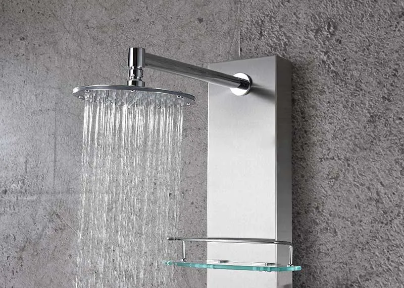 Anzzi Pioneer 44 in. Full Body Shower Panel with Heavy Rain Shower and Spray Wand in Brushed Steel