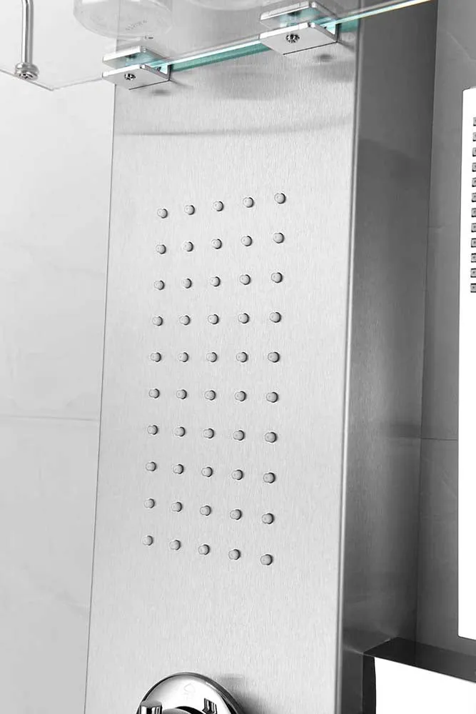 Anzzi Pioneer 44 in. Full Body Shower Panel with Heavy Rain Shower and Spray Wand in Brushed Steel