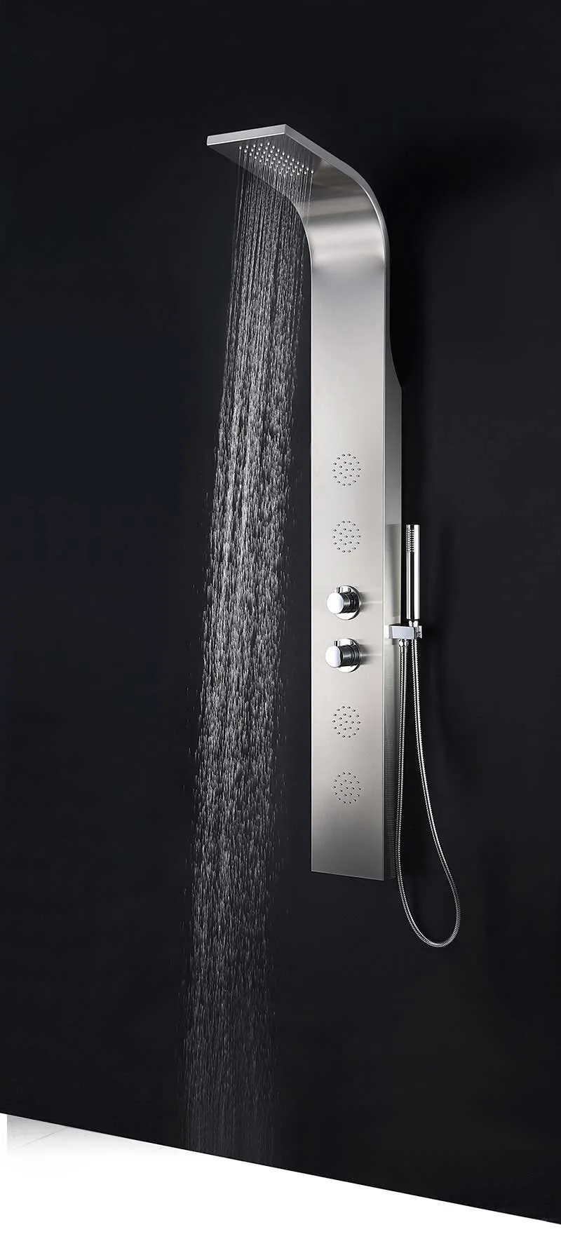 Anzzi PRAIRE Series 64 in. Full Body Shower Panel System with Heavy Rain Shower and Spray Wand in Brushed Steel