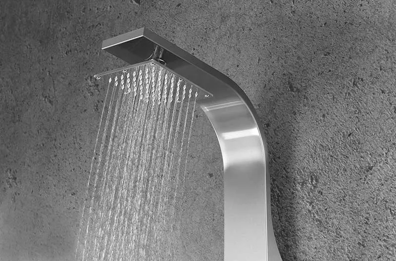 Anzzi Sans 40 in. Full Body Shower Panel with Heavy Rain Shower and Spray Wand in Brushed Steel