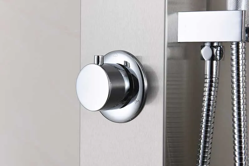 Anzzi Sans 40 in. Full Body Shower Panel with Heavy Rain Shower and Spray Wand in Brushed Steel