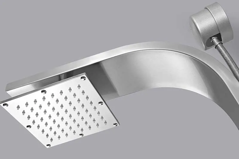 Anzzi Sans 40 in. Full Body Shower Panel with Heavy Rain Shower and Spray Wand in Brushed Steel