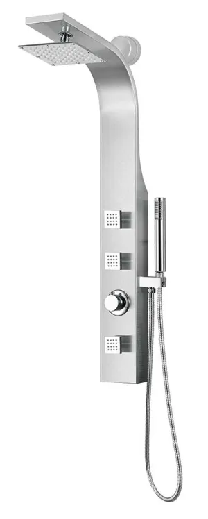 Anzzi Sans 40 in. Full Body Shower Panel with Heavy Rain Shower and Spray Wand in Brushed Steel