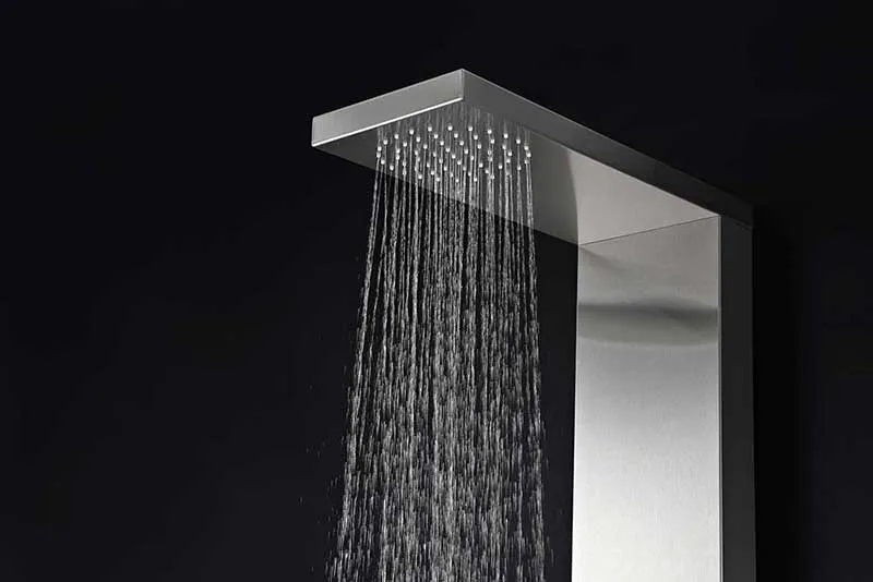 Anzzi TUNDRA Series 52 in. Full Body Shower Panel System with Heavy Rain Shower and Spray Wand in Brushed Steel