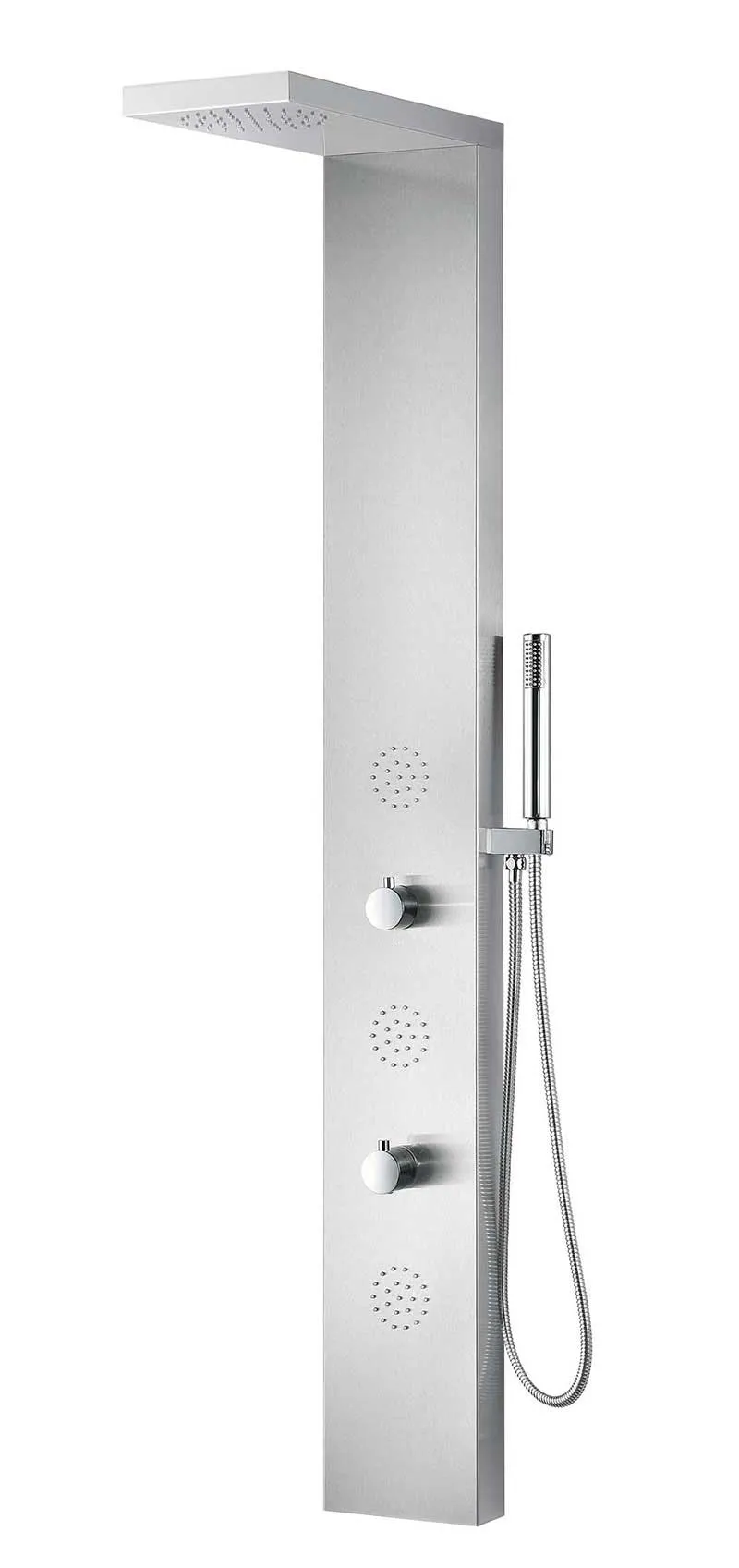 Anzzi TUNDRA Series 52 in. Full Body Shower Panel System with Heavy Rain Shower and Spray Wand in Brushed Steel