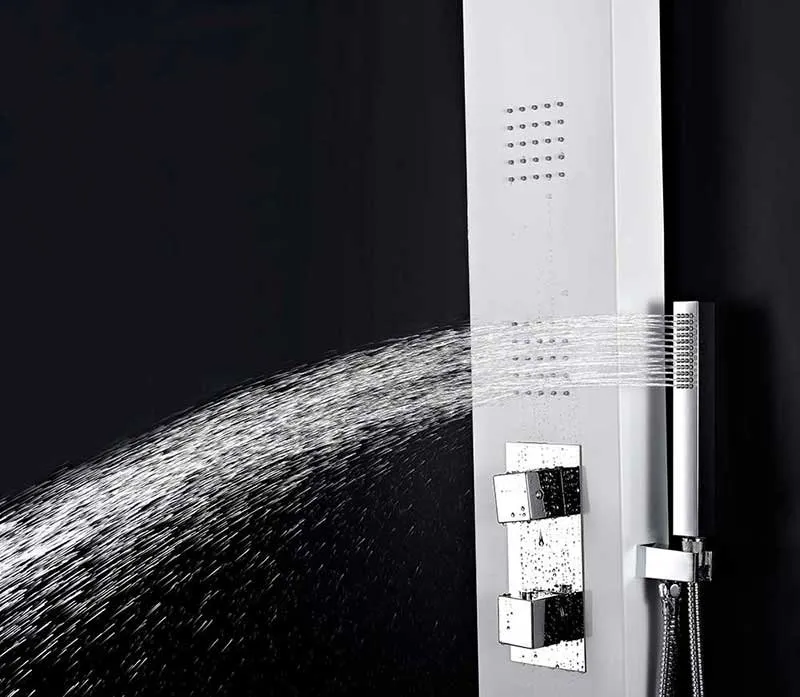 Anzzi VEGA Series 56 in. Full Body Shower Panel System with Heavy Rain Shower and Spray Wand in White