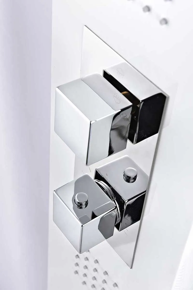 Anzzi VEGA Series 56 in. Full Body Shower Panel System with Heavy Rain Shower and Spray Wand in White
