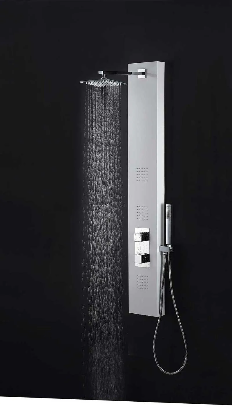 Anzzi VEGA Series 56 in. Full Body Shower Panel System with Heavy Rain Shower and Spray Wand in White