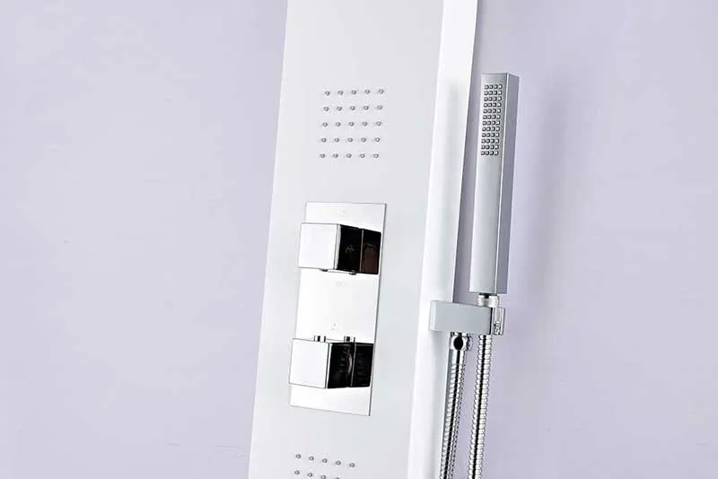 Anzzi VEGA Series 56 in. Full Body Shower Panel System with Heavy Rain Shower and Spray Wand in White