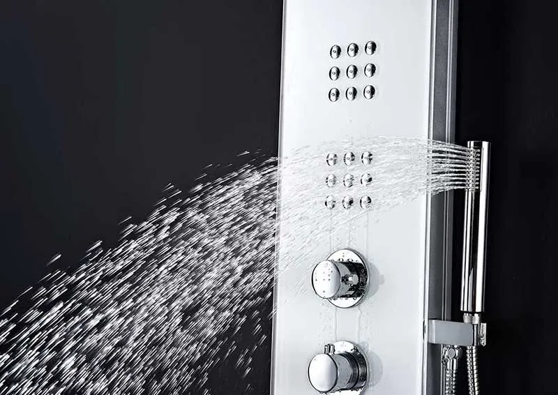 Anzzi VELD Series 64 in. Full Body Shower Panel System with Heavy Rain Shower and Spray Wand in White