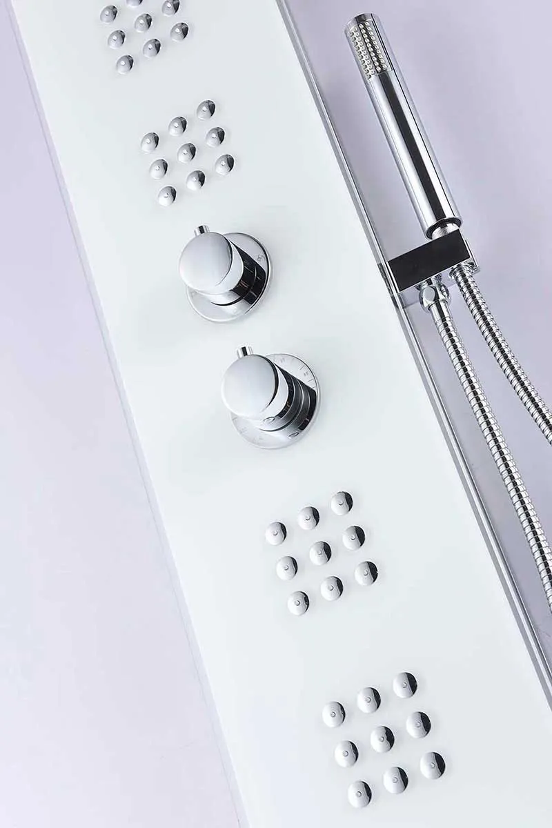 Anzzi VELD Series 64 in. Full Body Shower Panel System with Heavy Rain Shower and Spray Wand in White
