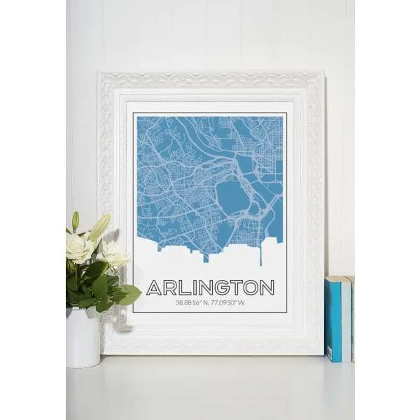 Arlington, Virginia road map and skyline
