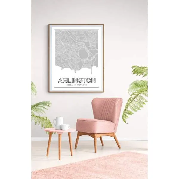 Arlington, Virginia road map and skyline