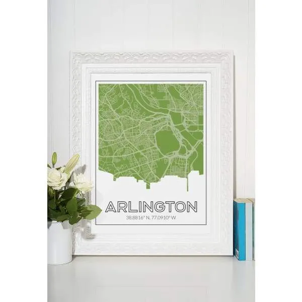Arlington, Virginia road map and skyline