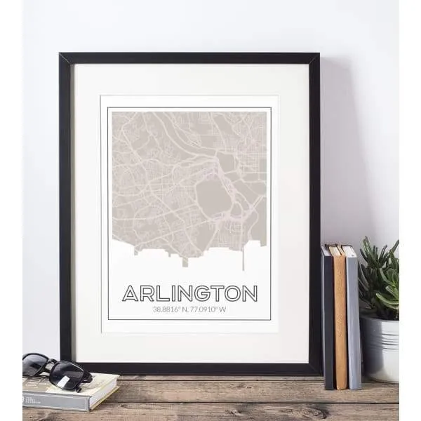 Arlington, Virginia road map and skyline