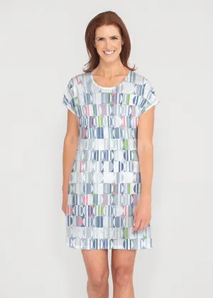 Around We Go (8012) ~ French Terry Short Sleeve Crew Dress