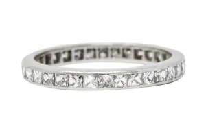 Art Deco 1.20 CTW French Cut Diamond Platinum Eternity Band Ring