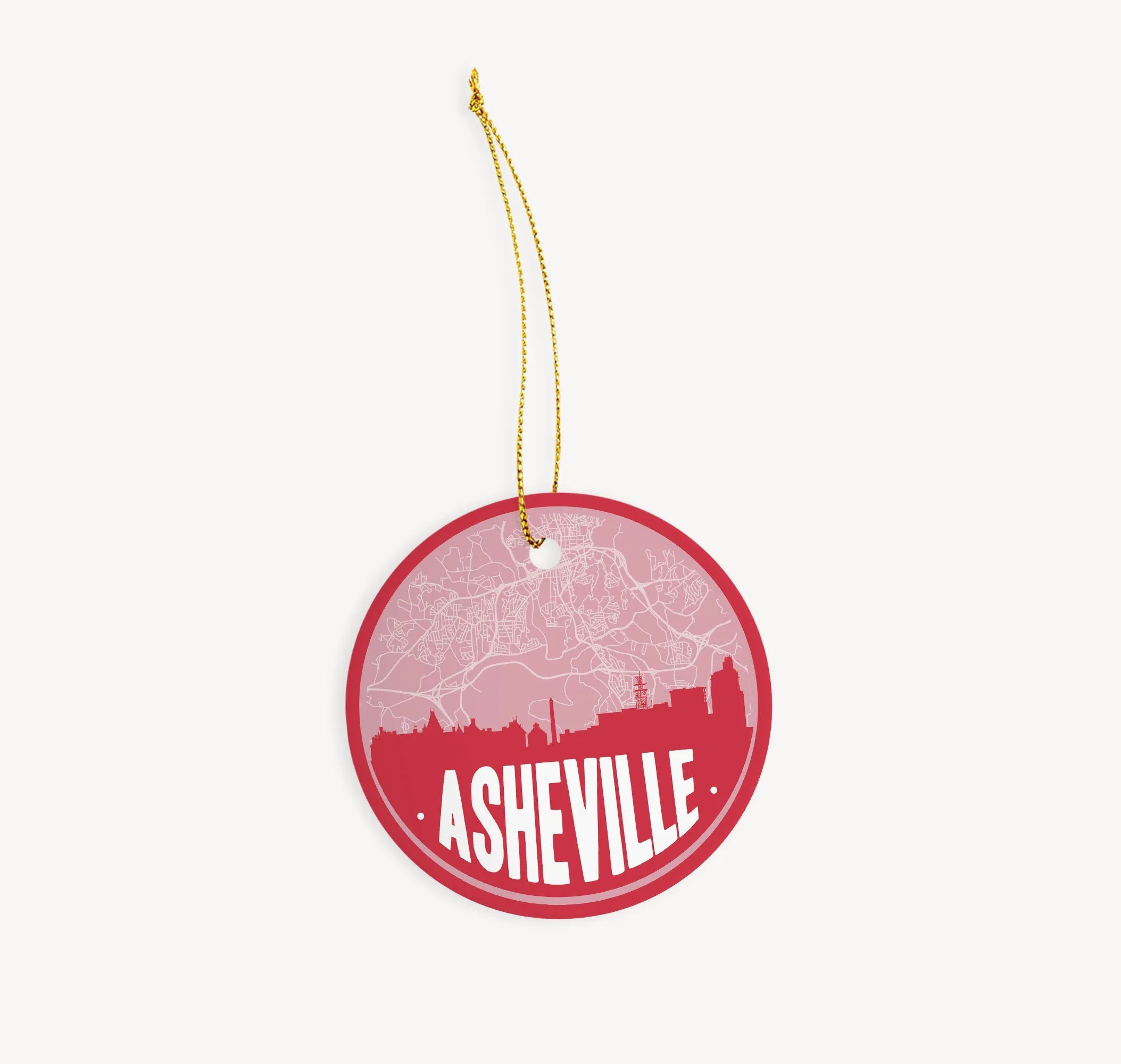 Asheville NC map skyline ceramic Christmas ornament, Asheville NC state ornament, Asheville NC ornament, North Carolina Christmas