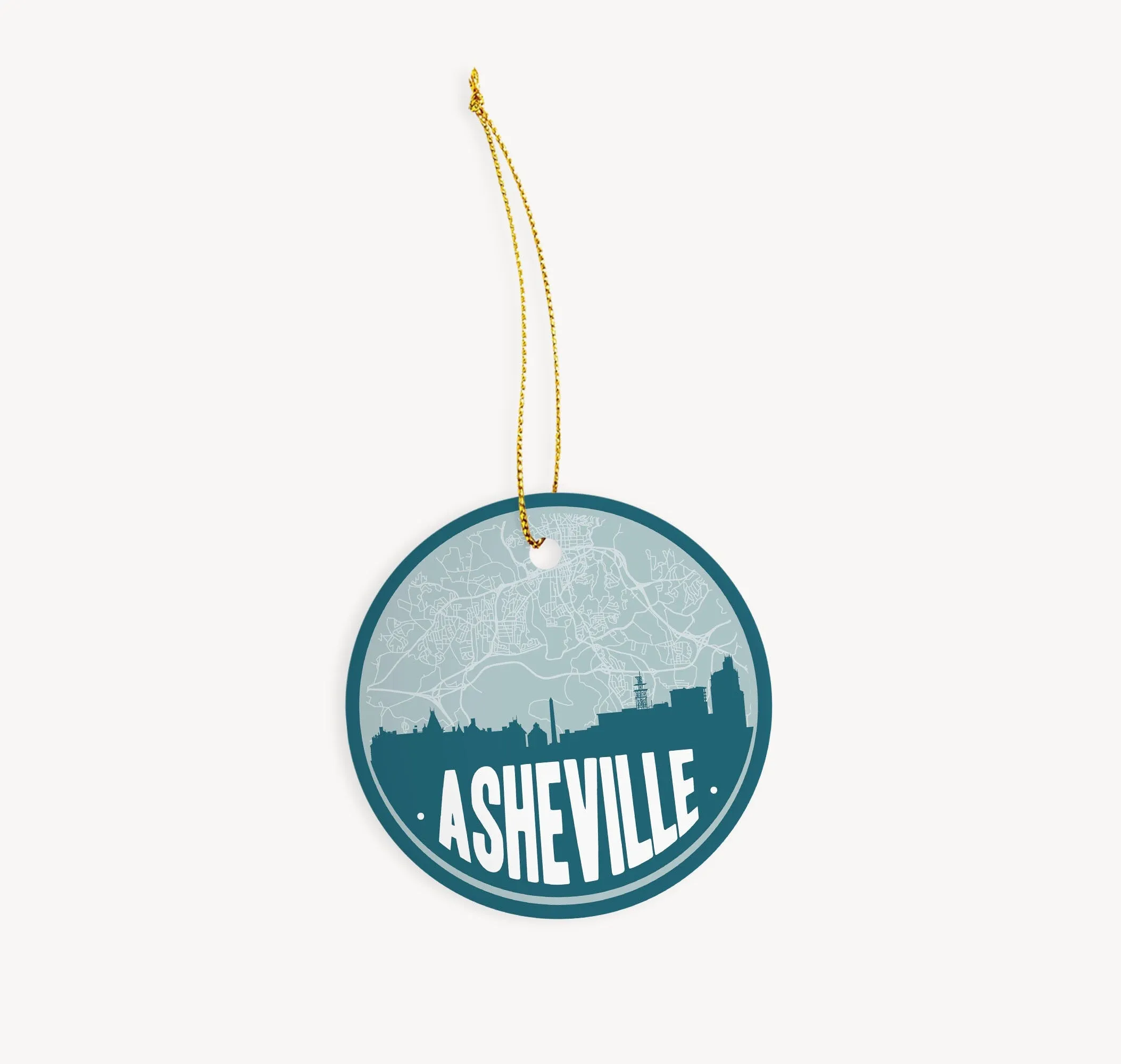 Asheville NC map skyline ceramic Christmas ornament, Asheville NC state ornament, Asheville NC ornament, North Carolina Christmas