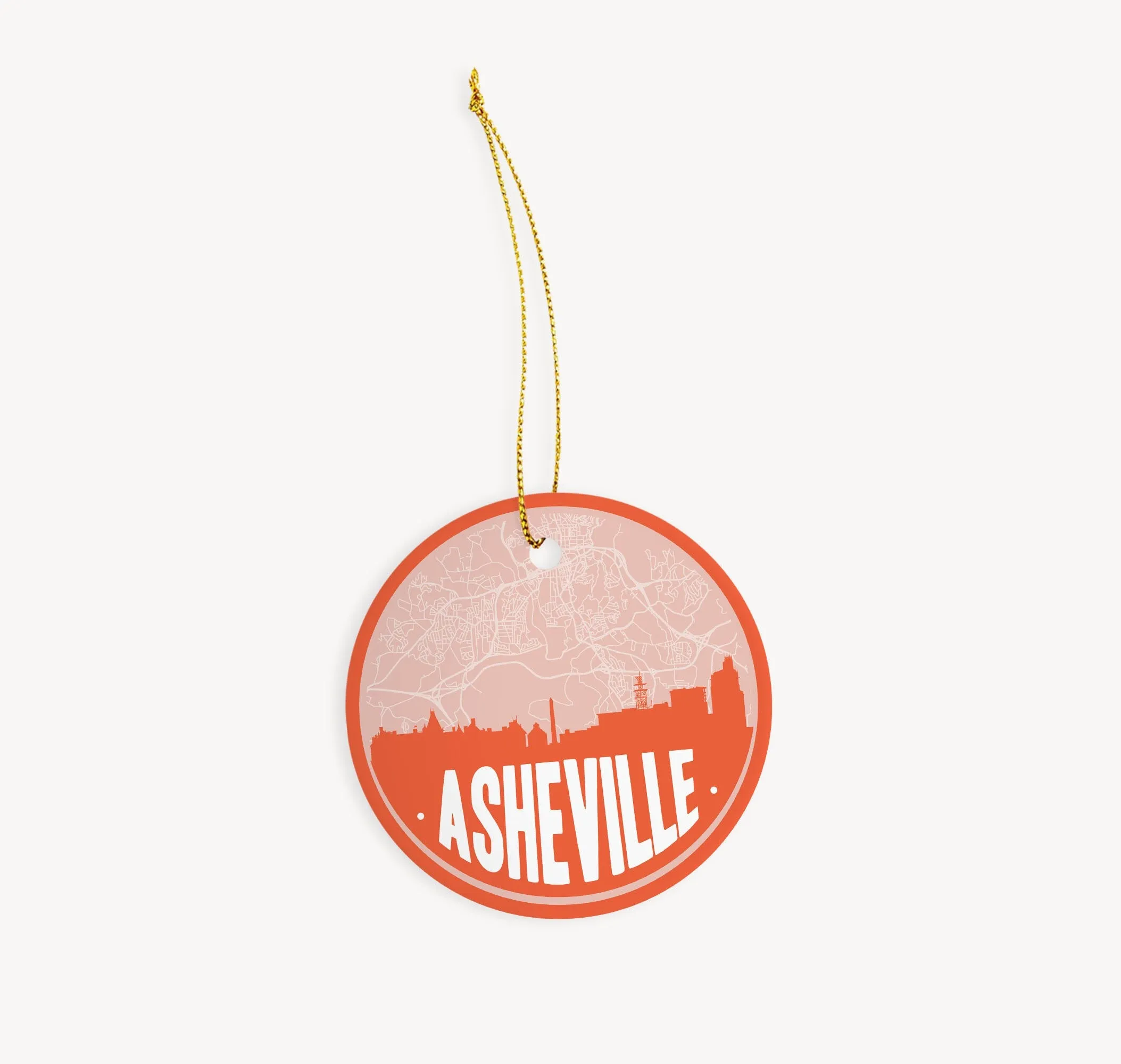 Asheville NC map skyline ceramic Christmas ornament, Asheville NC state ornament, Asheville NC ornament, North Carolina Christmas