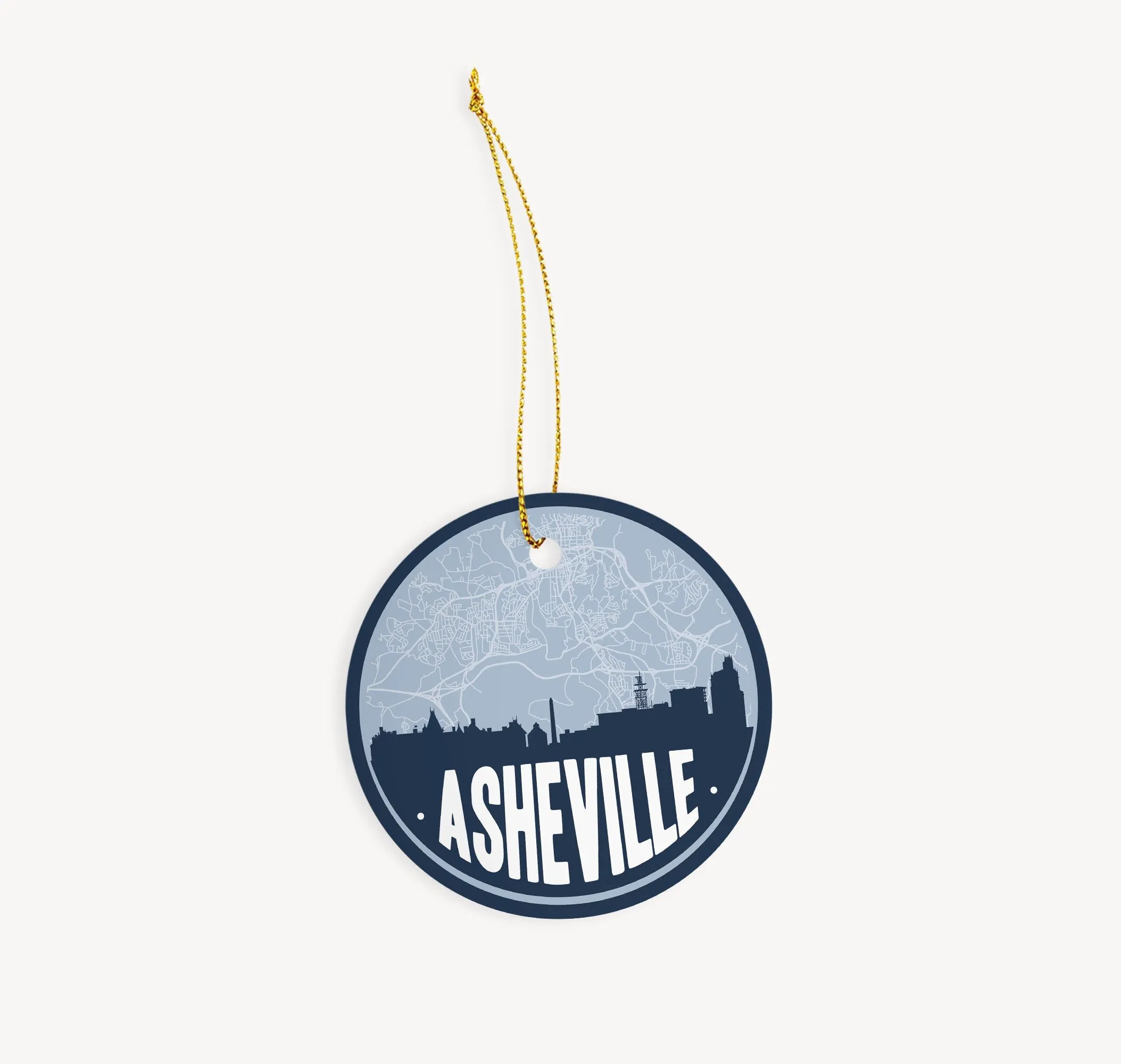 Asheville NC map skyline ceramic Christmas ornament, Asheville NC state ornament, Asheville NC ornament, North Carolina Christmas