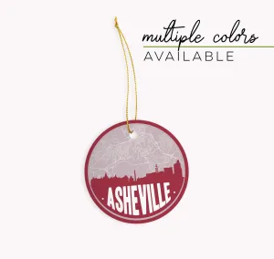 Asheville NC map skyline ceramic Christmas ornament, Asheville NC state ornament, Asheville NC ornament, North Carolina Christmas