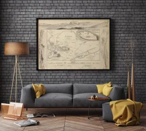 Athens City Map Wall Print| Framed Map Wall Decor