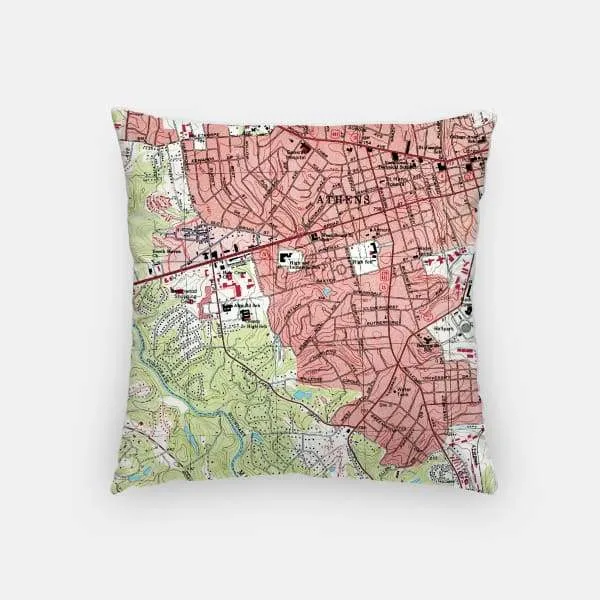 Athens, Georgia city skyline with vintage Athens map