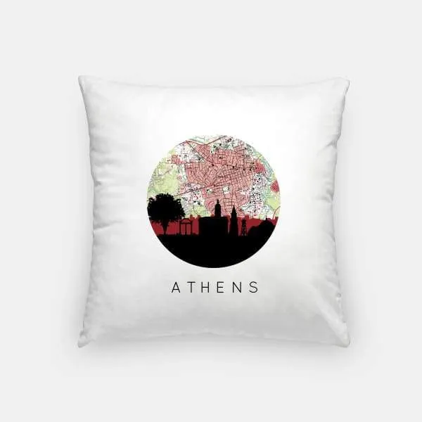 Athens, Georgia city skyline with vintage Athens map