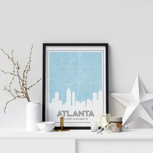 Atlanta, Georgia skyline and map