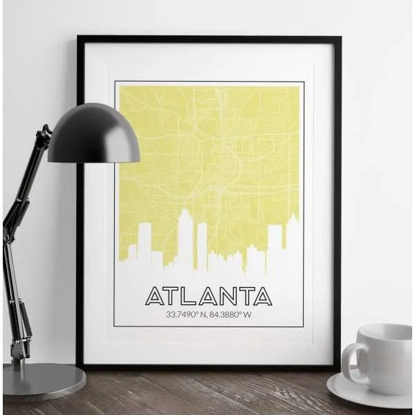 Atlanta, Georgia skyline and map