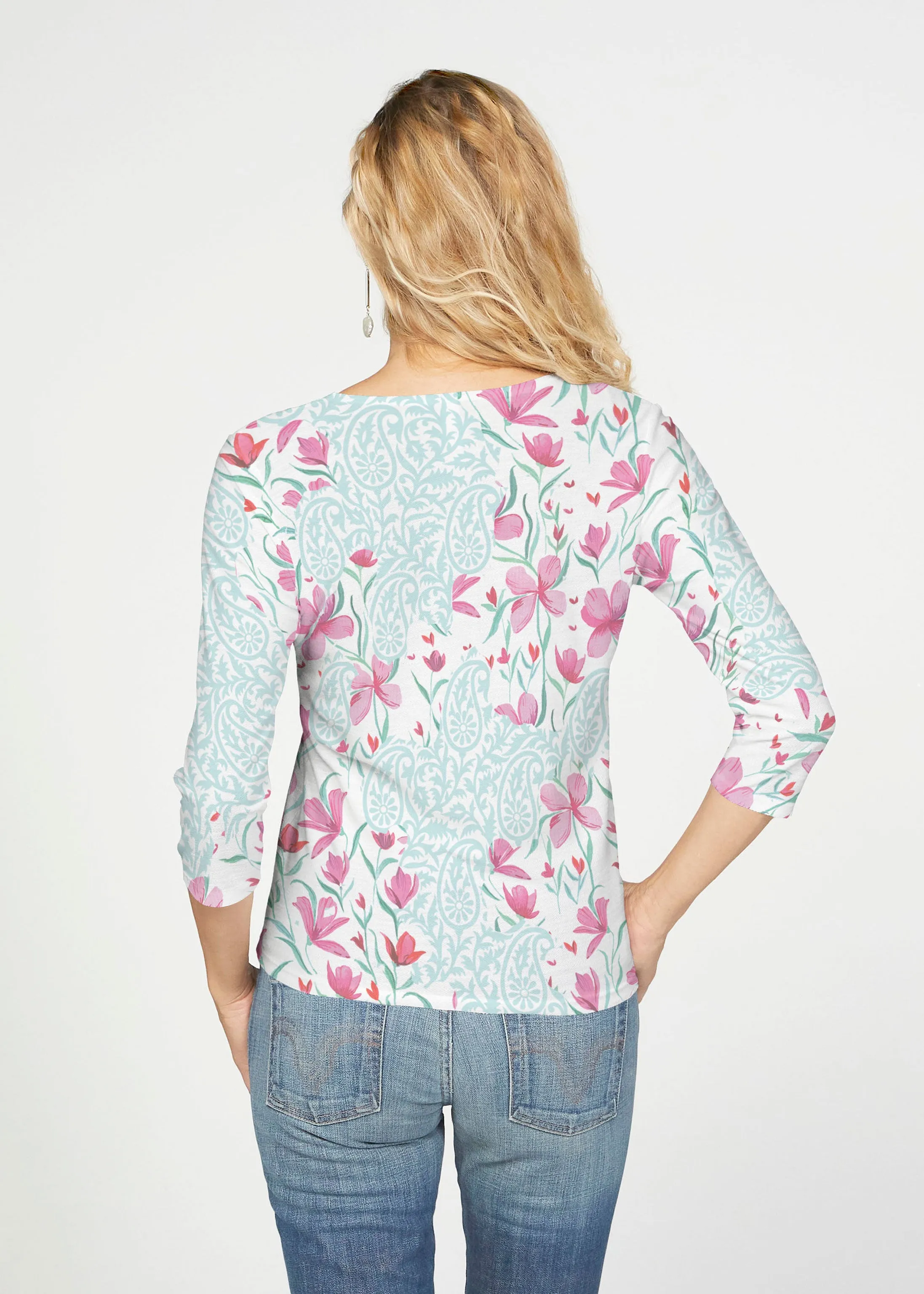 Azalea (8109) ~ French Terry Tie 3/4 Sleeve Top