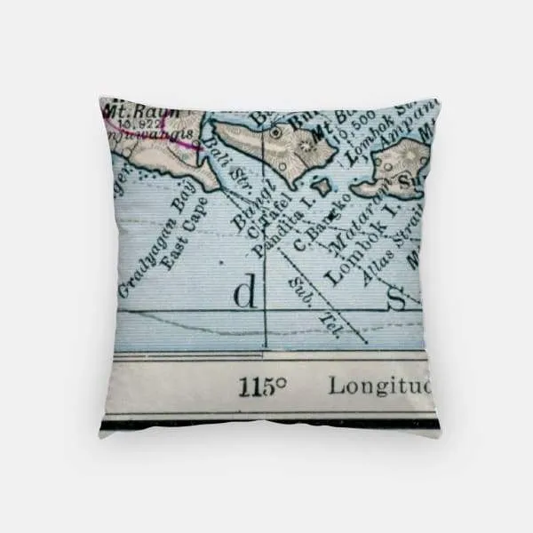 Bali, Indonesia city skyline with vintage Bali map