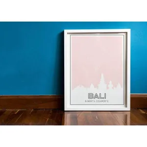 Bali, Indonesia road map and skyline