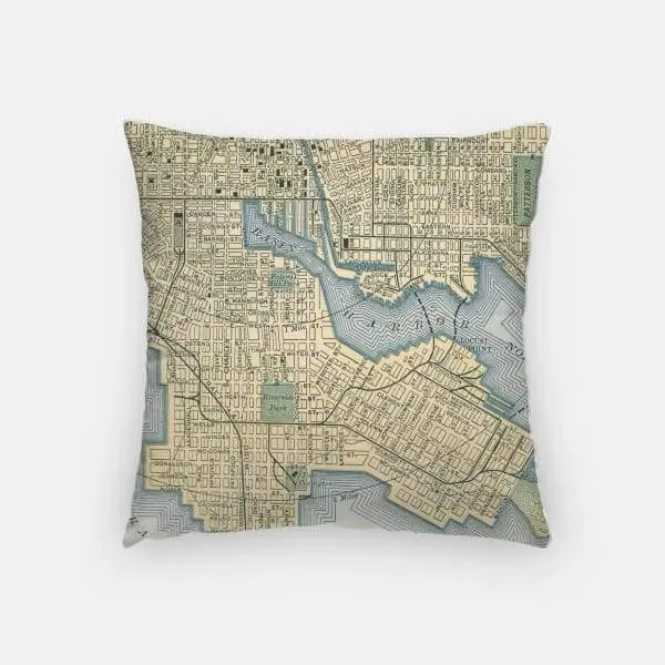 Baltimore, Maryland city skyline with vintage Baltimore map