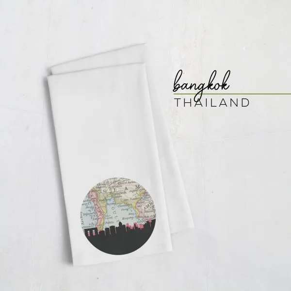 Bangkok, Thailand city skyline with vintage Bangkok map