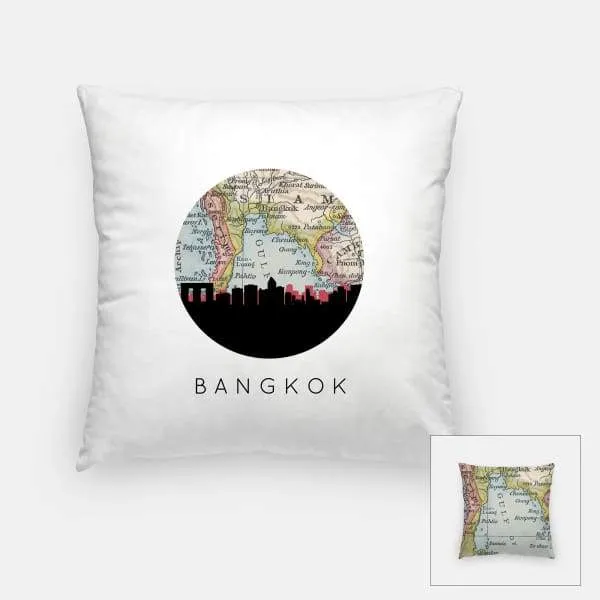 Bangkok, Thailand city skyline with vintage Bangkok map